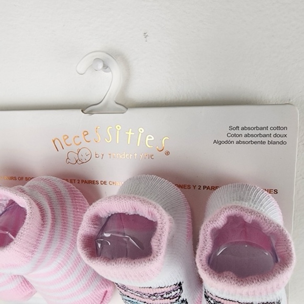 Necessities Bib And Sock Set Pink Cotton Never Used - Picture 4 of 8